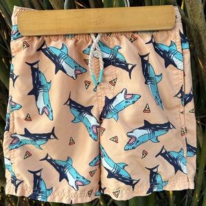 Shark Print Kids Swim Shorts